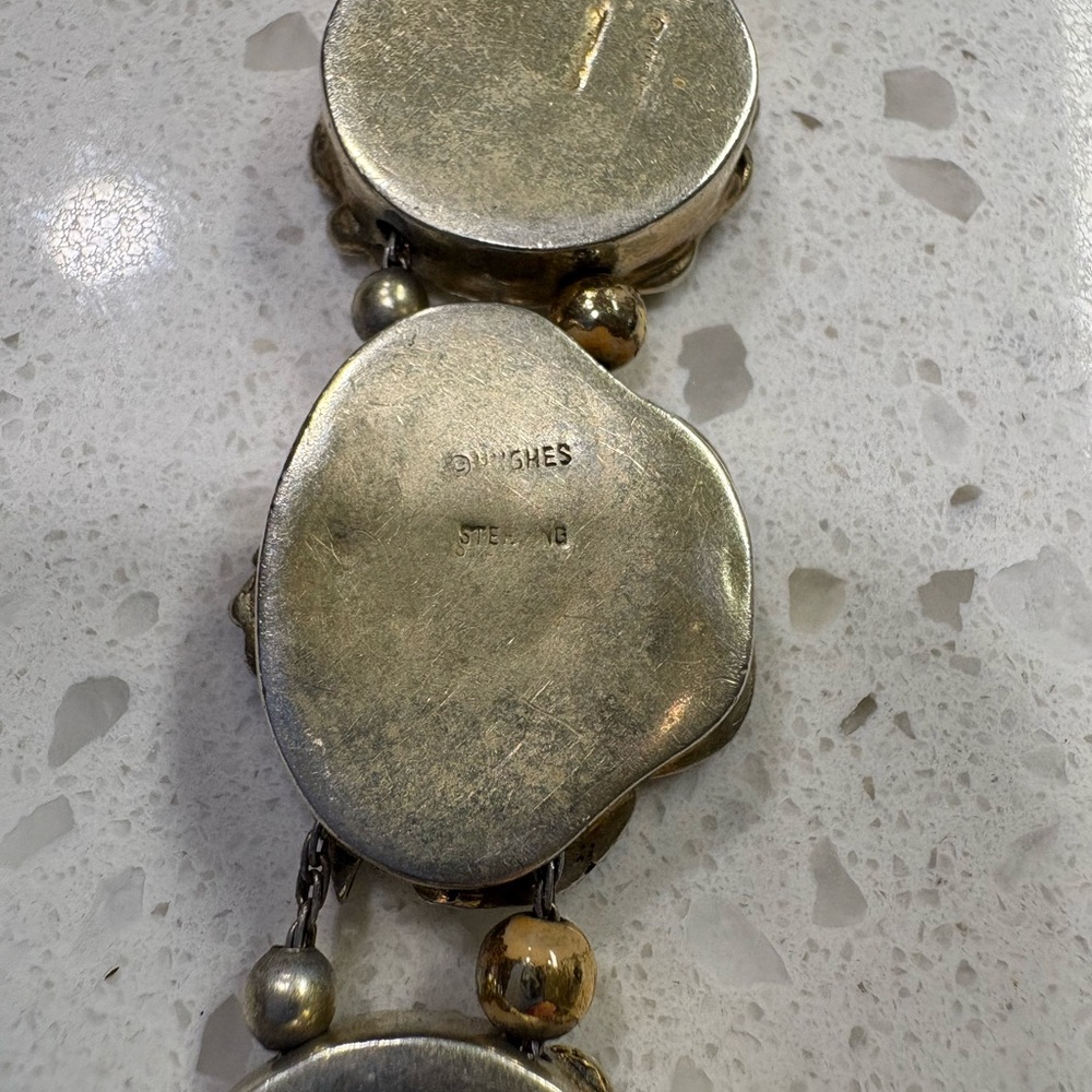 Antique Hughes Sterling Silver Sliding Charm Bracelet (RESERVED) - Picture 6 of 10